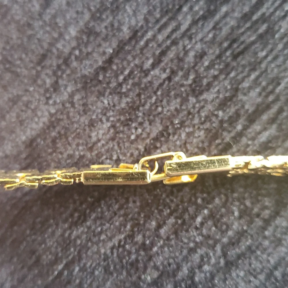 Vintage Gold plated Flat 20 Inch Nugget Textured Necklace